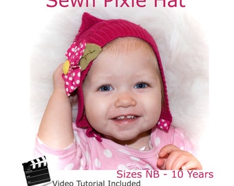 Pixie Hat Size NB to 10 years recycled sweater or fleece