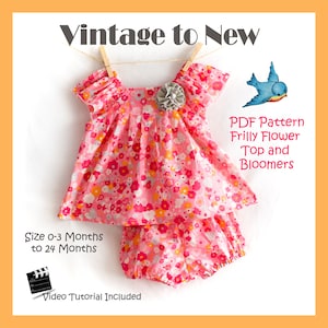 PDF Sewing Pattern Frilly Flower Top and Bloomers 0-3 Months - 24 Months