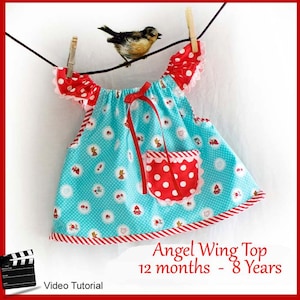 Angel Wing Top PDF Pattern and Video Tutorial 12 month 2 3 4 5 6 7 8 Instant Download image 1