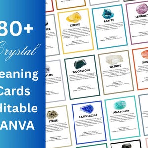 80+ bearbeitbare Kristallbedeutungskarten, druckbare Edelsteinbedeutungskarten mit Bedeutung der Steine, digitale Kristallkarten