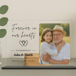 Personalized Memorial Photo Plaque | In Loving Memory Acrylic Gift | Sympathy Keepsake | Bereavement Remembrance Display