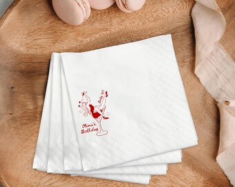 Dirty 30! Girl in Martini Glass Napkins, Personalized 30th Birthday Napkins, Ladies Night Out Valentine's Party, Hand Drawn Girls Night