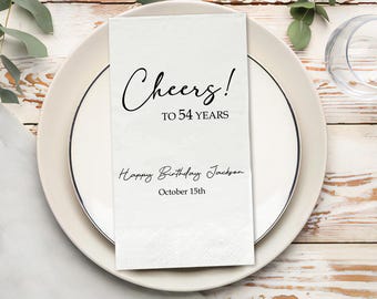 Custom Cheers to Years Cocktail Napkins, Beverage Napkins, Personalized Birthday Napkins, Cheers to Love, 40th, 50th, 60th Birthday Napkins