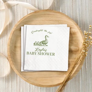 Personalized Duck Baby Shower Napkins, Monogram Hunting Duck Baby Shower Napkins, Custom Luncheon and Cocktail Napkins, Beverage Napkins