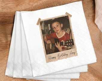 Custom Photo Napkins with Any Text Napkins, Personalized Birthday Napkins, Vintage 30th Birthday, Birthday Party Decor, Wedding, Anniversary