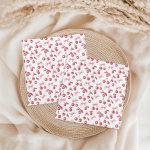 Cherry Bow Napkins, Cherry Decor 1st Birthday, Pink Girly Baby Shower Napkins, She&#39;s The Cherry On Top Napkins, Sweet Cherry Wedding Party