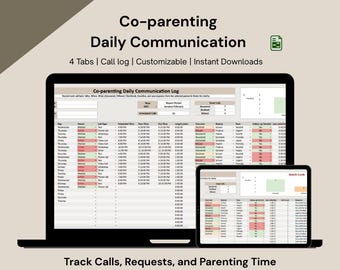 Co-Parenting Kommunikation Log: Track Calls, Time ( Google Sheets )