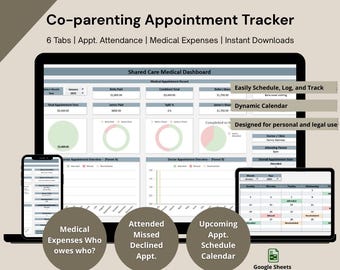 Co-parenting Appointment Tracker Spreadsheet: Anwesenheitsliste, Kindergeld, Google Sheets (Digitale Downloads)