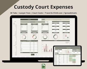 Child Custody Budget Tracker Spreadsheet: Verfolgung von Gerichtkosten, Ausgaben zur Planung der Geldwäsche (diese sind nur in Englisch verfügbar)