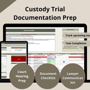 Custody Trial Documentation Prep 2026: Template Trial Court, Tasks & Document Checklist, Lawyer Communication, Timeline (Google Sheets)