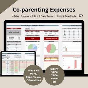 Co-parenting Expenses Tracker: Shared Expense, Split calculator, Payment planner (Google Sheets Template)