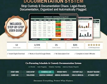Sorgezeitplan Violation Tracker & Co-Parenting Visitation Log | Attorney-Ready meldet | Google Sheets