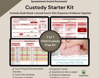 Sorgerechts-Dokumentationsmappe: Familiengericht Handbuch, Budget Tracker, Beweismittel Organisator (Digitaler Download)