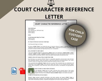 Gericht Charakter Referenz Brief Vorlage, Sorgerecht (druckbare PDF, bearbeitbare Docs)