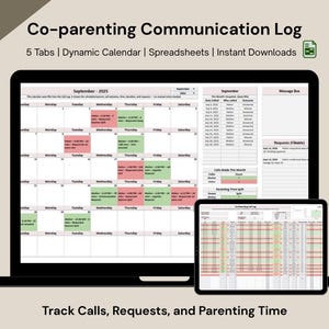 Co-Parenting Communication Log: Call Tracker, Calendar (Google Sheets)