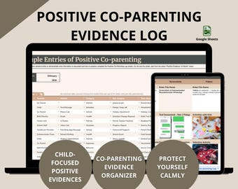 Positive Co-Elternschaft Beweisbuch Printable | Verwahrungs-Dokumentationsplaner, gerichtsreife, kindgerechte Aufzeichnungs-Organizer-Spreadsheets
