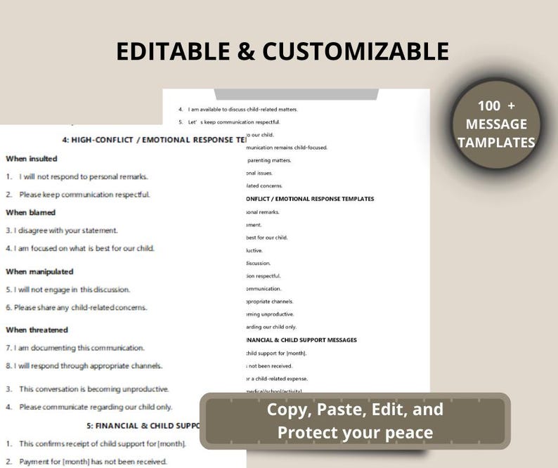 Co-parenting Text Message Templates, High-conflict Communication ...