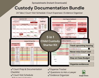 High-Concollider Custody DOC Paket: Court Prep &legal Organizer (Digitaler Download von Google Sheets)