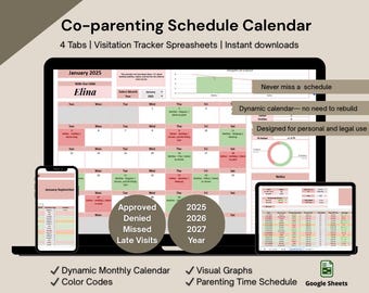 Co-parenting Terminplaner 2025-2026: Sorgezeitplan & Besuchstracker (Digitaler Download)