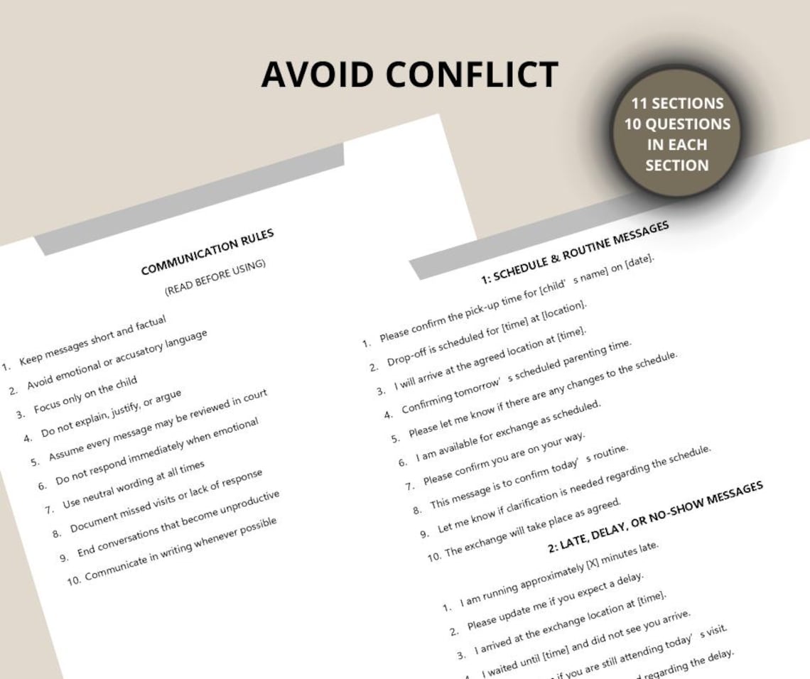 Co-parenting Text Message Templates, High-conflict Communication ...