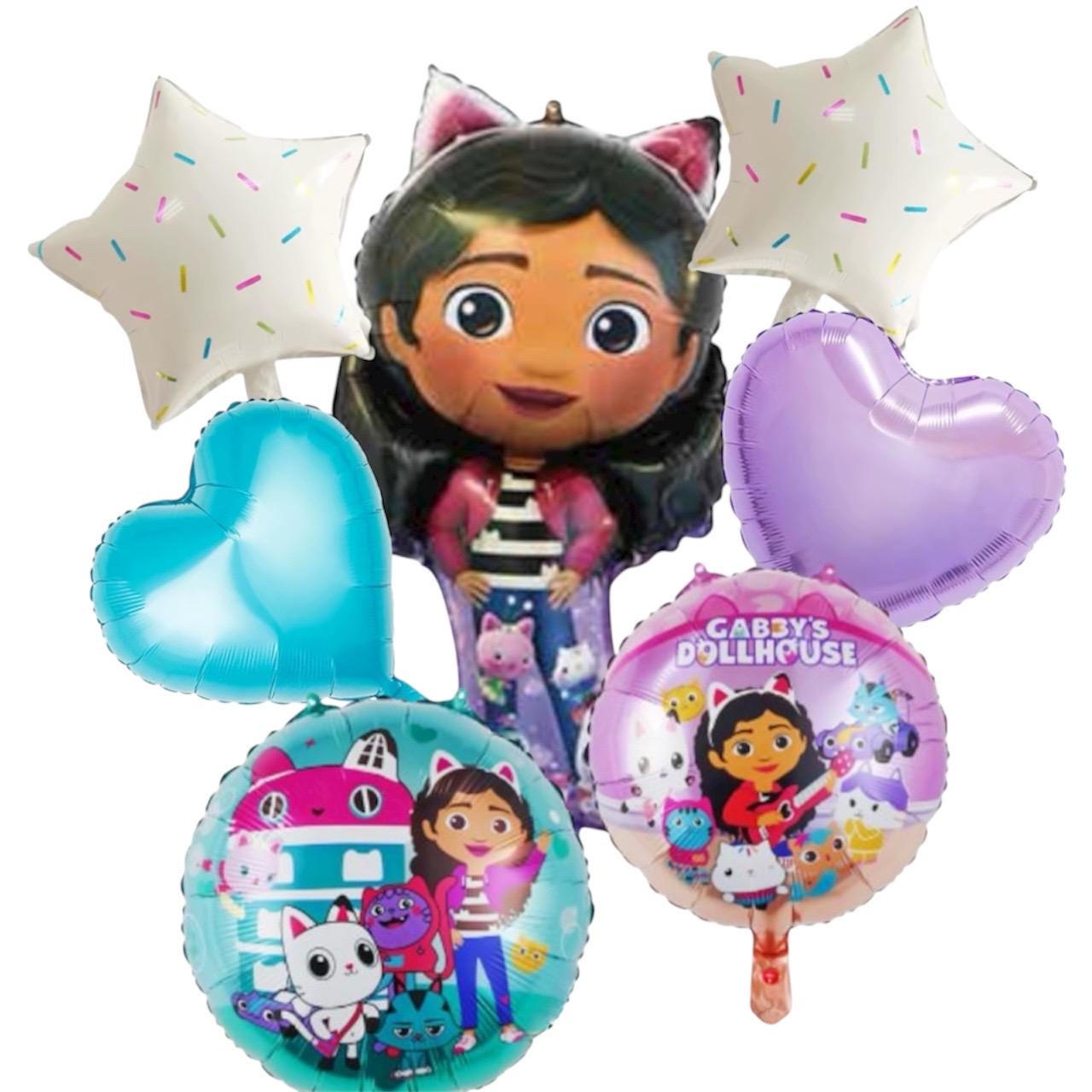 Cat Friends Gabby's Dollhouse Birthday Balloon Set- 7 Pieces