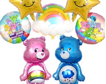 Care Bears Birthday Balloon Set – Cheer, Grumpy, Rainbow Stars Party Decorations