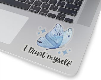 Adesivo de motivação de borboleta "Eu confio em mim mesmo", lembretes inspiradores, adesivos para laptop, decoração de diário, itens de autocuidado, presente para ela
