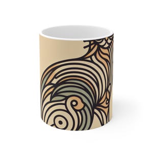 Minimalist Cat Mug: Black and White Line Art, Ceramic Coffee Cup