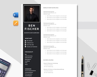 Bewerbungsvorlage, Lebenslauf Vorlage Word, Google Docs, Pages, Moderner Lebenslauf, Anschreiben, Anlagen, Deckblatt, Motivationsschreiben