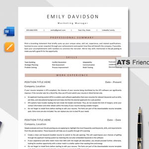 ATS Resume Template: Minimalist, Professional CV (MS Word, Digital Download)
