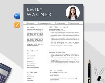Bewerbungsvorlage Deutsch | Lebenslauf Vorlage Word, Google Docs & Pages | Cv Vorlage Anschreiben, Anlagen, Deckblatt, Motivationsschreiben