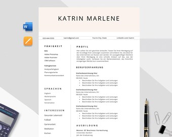 German Resume Template Set for Word & Mac Pages