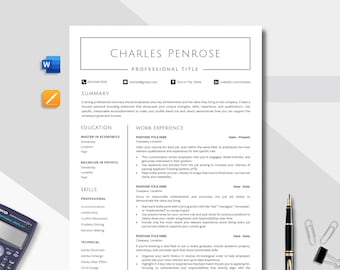 Minimalist Resume Template: Modern CV Design for Word, Google Docs, Pages