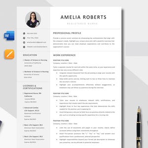 Nursing Resume Template Registered Nurse Practitioner Resume Medical CV Template Modern Professional Resume Word, Mac Pages, Doctor Resume