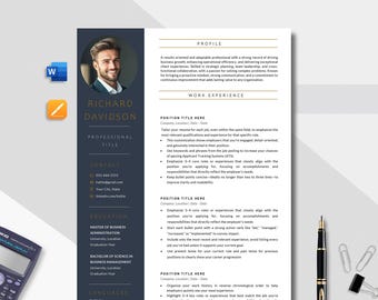 Editable Modern CV TEMPLATE For Microsoft Word Professional Resume Download Save to PDF Format