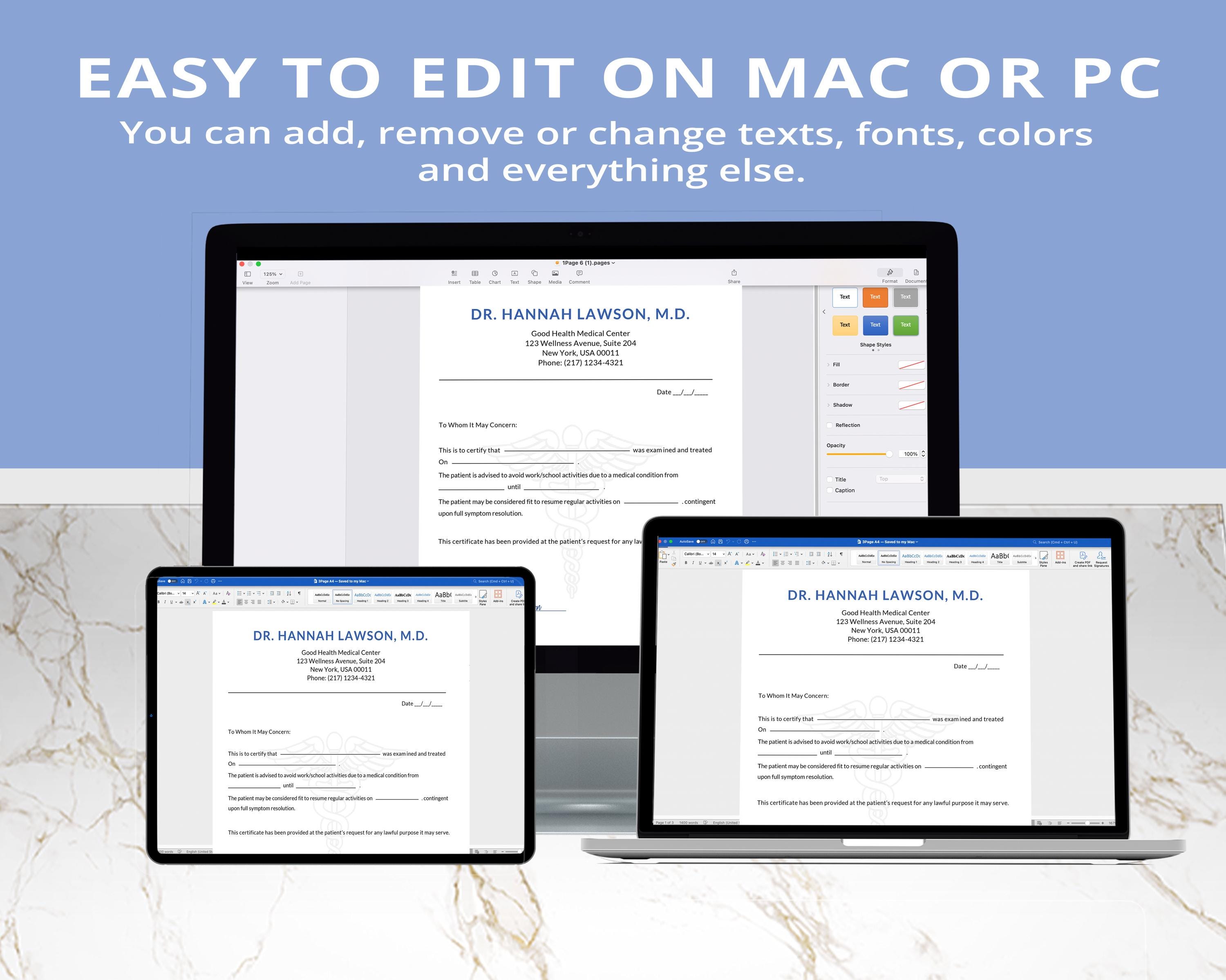 Urgent Care Doctor Excuse Template, Doctor Excuse for Work, Doctor