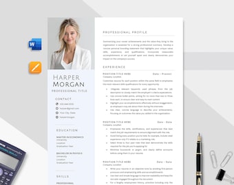 Professional Resume Template: Modern, ATS-Friendly CV (MS Word, Google Docs, Mac Pages) (Digital Download