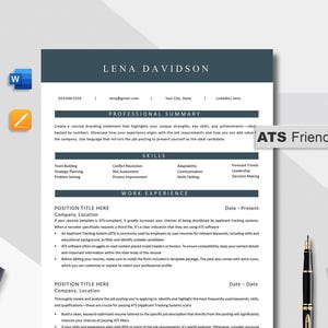 Sjabloon voor ATS-cv: minimalistische, professionele (Word, Pages, Google Docs) digitale download