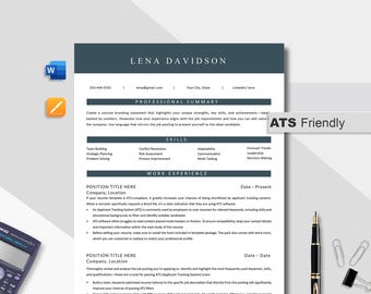 Plantilla de CV ATS: minimalista y profesional (Word, Pages, Google Docs) Descarga digital