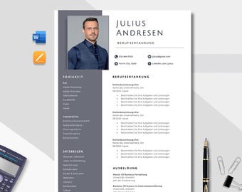 Lebenslauf Vorlage deutsch Word + Pages Bewerbungsvorlage moderne Bewerbung 2025 ATS-freundlich,Ausbildung Bewerbung, plantilla de currículum en alemán