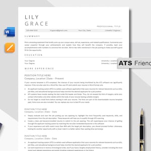 ATS CV-sjabloon: minimalistisch ontwerp voor Word, Pages, Google Docs (digitale download)