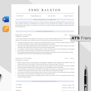 Plantilla de CV compatible con ATS para Word y Pages, CV compatible con ATS, carta de presentación para currículum ejecutivo profesional, CV minimalista tamaño carta A4 de EE. UU.