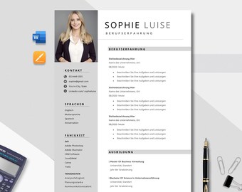 Bewerbungsvorlage Deutsch, Lebenslauf Vorlage Word & Pages, Cv Vorlage Anschreiben, Anlagen, Deckblatt, Motivationsschreiben, CV alemán