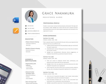 Plantilla de currículum profesional: carta de presentación, referencias y tarjeta de presentación (Google Docs, Word, Pages)