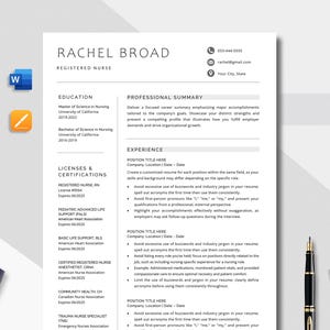 Nurse Resume Template: Modern CV, Cover Letter, References (MS Word & Google Docs)