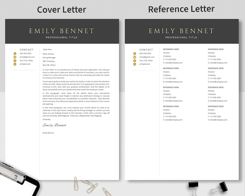 Modern Resume Template: Cover Letter & References (MS Word, Mac Pages ...