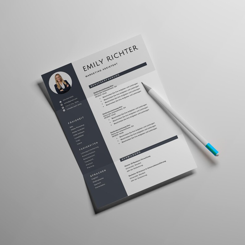 German Resume Template: Modern CV Design for Word & Mac Pages - Etsy