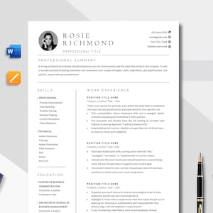 Minimalist Resume Template, Professional Modern Resume Template Word, Mac Pages, Google Docs, CV Template, Clean Simple Resume Template