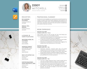 Nursing Resume Template, Registered Nurse Resume Template RN, CNA, Word & Pages, Physician Assistant Resume for Nurse, New Grad Nurse CV