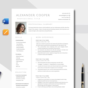 Professional Resume Template with Cover Letter: Microsoft Word (Instant Download)